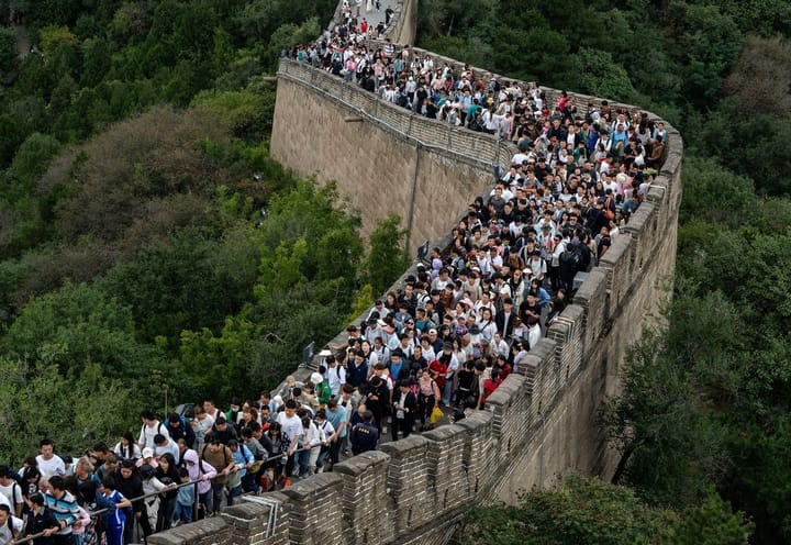 Travellers eager to make up for lost time during China’s extended ‘Golden Week’.